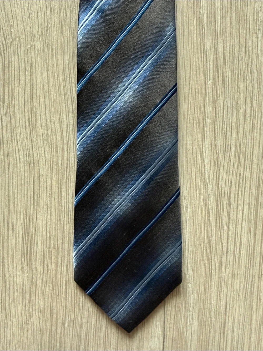 Alfani Black Tie with Blue Diagonal Stripes
